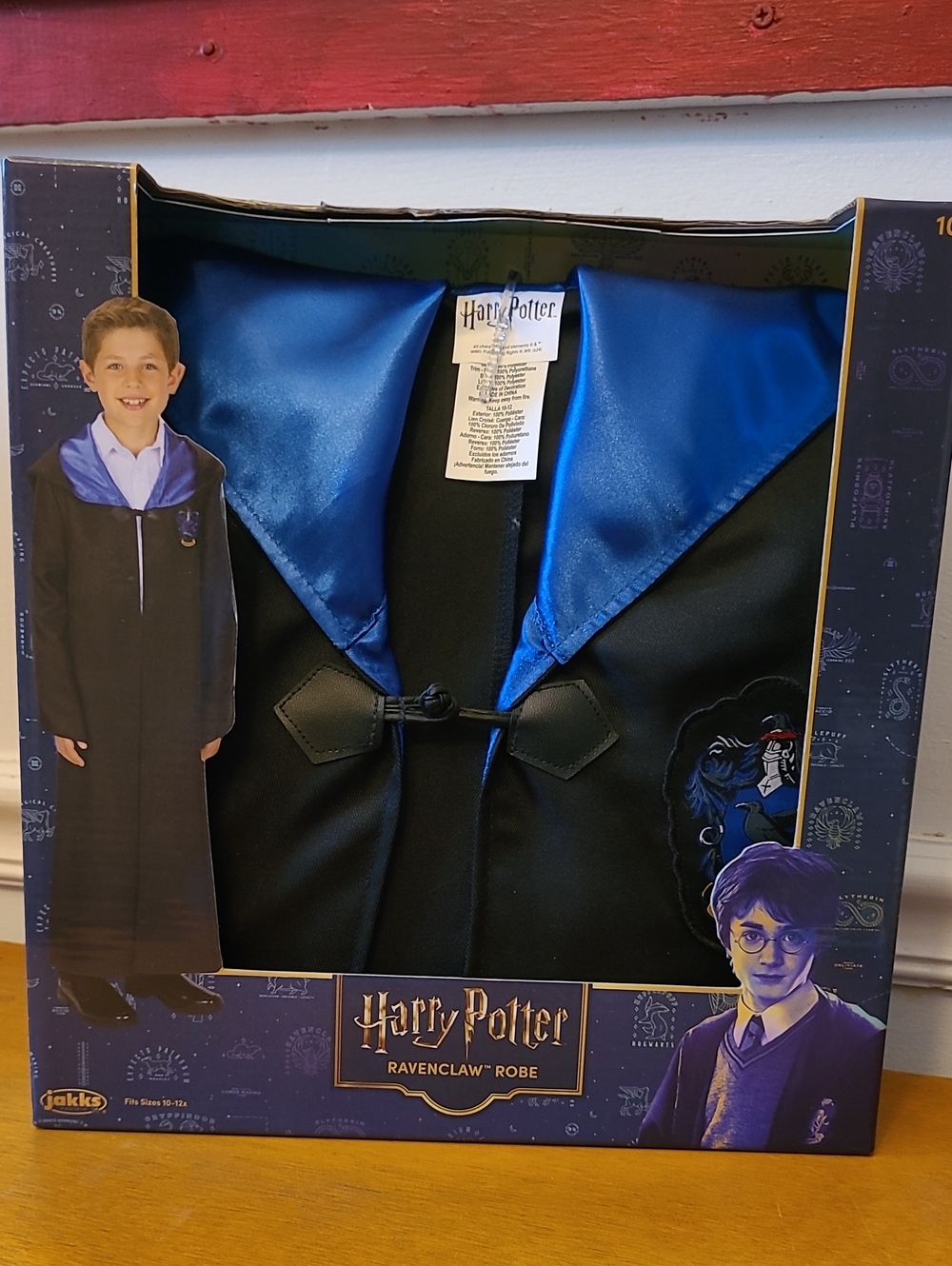 Warner Bros. Ravenclaw Kids Robe - Black and Royal Blue Satin Hood